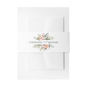 Pastel Pink Blush Rose Botanische Hochzeit mit flo Einladungsbanderole