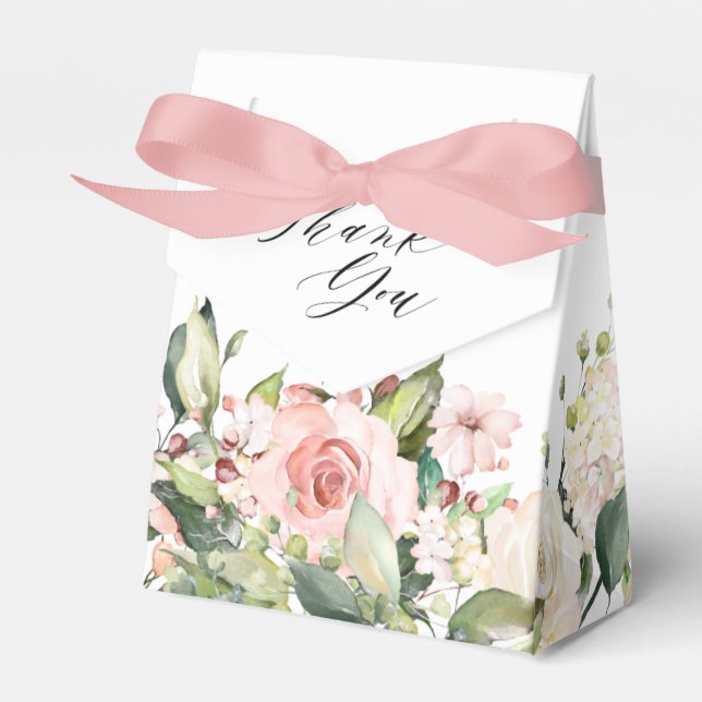 Pastel Pink Blush Rose Botanische Hochzeit mit flo Geschenkschachtel (Vorderseite)