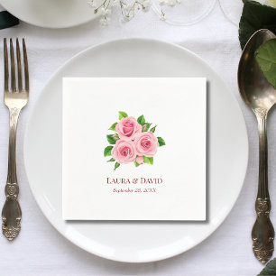 Pastel Pink Blush Rose Botanische Hochzeit mit flo Serviette