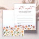 Pastel Pink Bohemische Wildblumen Datum Nacht Idee<br><div class="desc">Burgundy Navy Blush Blues Brautparty Datum Night Idea Advice Card.</div>