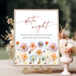 Pastel Pink Bohemische Wildblumen Datum Nacht Idee Poster