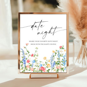 Pastel Pink Bohemische Wildblumen Datum Nacht Idee Poster