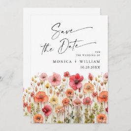 Pastel Pink Boho Wild Blume Hochzeiten QR-Code Save The Date