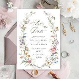 Pastel Pink Boho Wildblumen Blumenzehen Save The Date