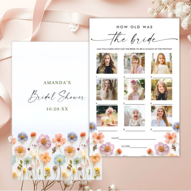 Pastel Pink Boho Wildblumen Brautparty Game (Von Creator hochgeladen)