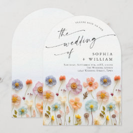 Pastel Pink Boho Wildblumen Hochzeit Einladung