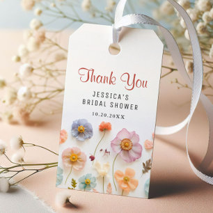 Pastel Pink Boho Wildblumen Hochzeiten Brautparty Geschenkanhänger