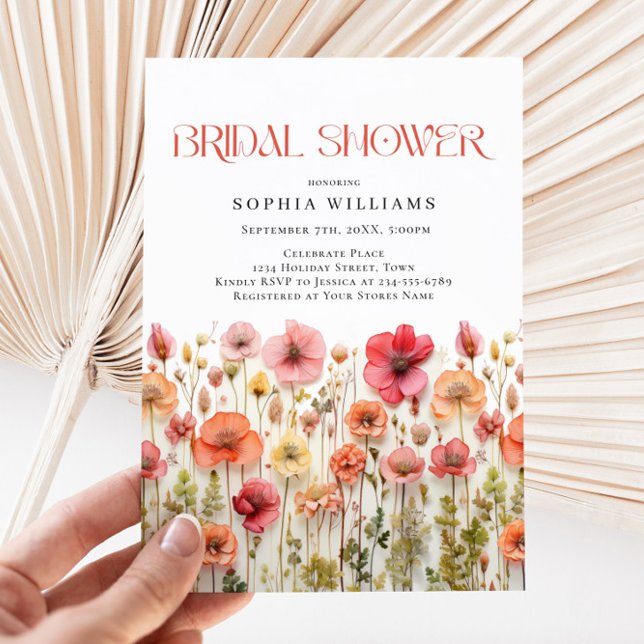 Pastel Pink Boho Wilde Blume Brautparty Einladung (Von Creator hochgeladen)
