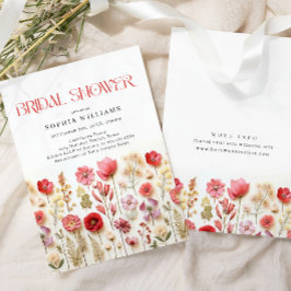 Pastel Pink Boho Wilde Blume Brautparty Einladung