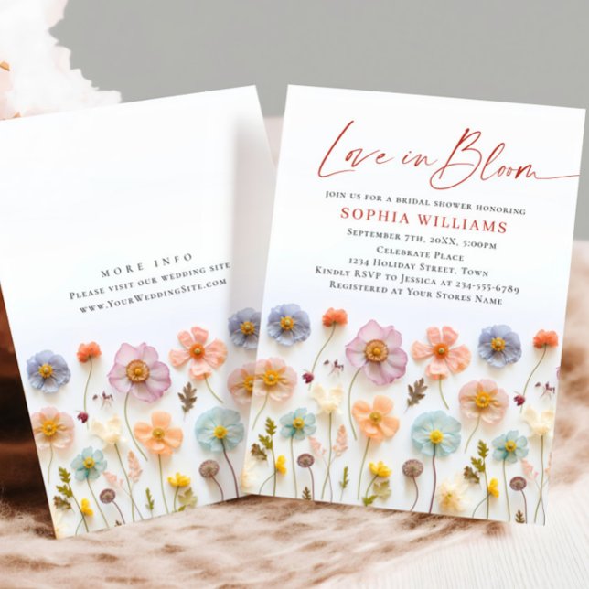Pastel Pink Boho Wilde Blume Brautparty Einladung (Von Creator hochgeladen)