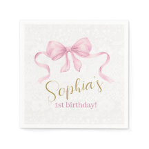 Pastel Pink Bow & Elegante Gold Script Geburtstag