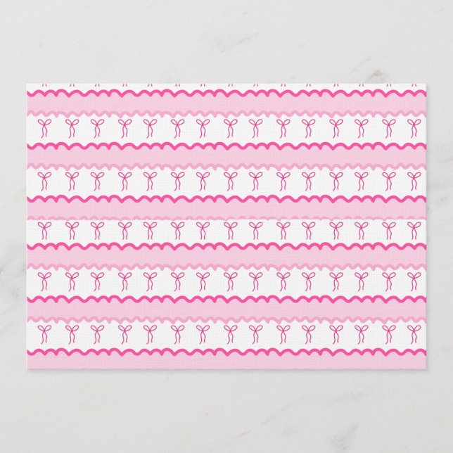 Pastel Pink Bow Seamless Pattern – Cute Aesthetic  Einladung (Vorderseite)