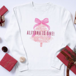 Pastel Pink Bow Weihnachtsbaum 1. Geburtstag Baby T-shirt