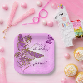 Pastel Pink Butterfly Pappteller