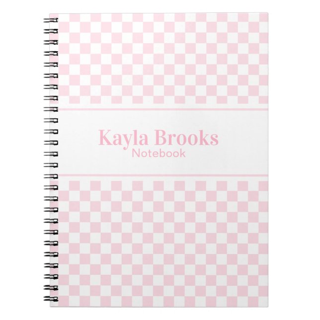 Pastel Pink Checkerboard Aesthetic Notebook Notizblock (Vorderseite)