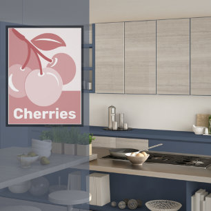 Pastel Pink Cherries Kitchen Wall mit Poster
