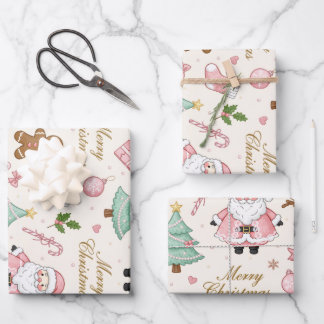 Pastel Pink Christmas Delight Geschenkpapier Set