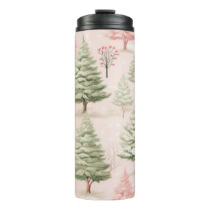 PASTEL PINK CHRISTMAS WINTER SCENE THERMOSBECHER
