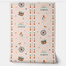 Pastel Pink Circus & Stripes for Girls Nursery Tapete