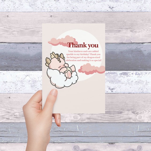 Pastel Pink Cloudy Niedliche Schlafsäugchen Baby D Dankeskarte (Von Creator hochgeladen)