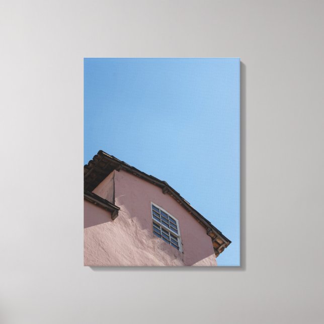 Pastel Pink Colonial Architecture Under a Clear Bl Leinwanddruck (Vorderseite)