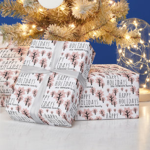 Pastel Pink Cookie Star Trees Muster Weihnachten Geschenkpapier