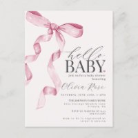 Pastel Pink Coquette Bow Girl Babydusche Einladung