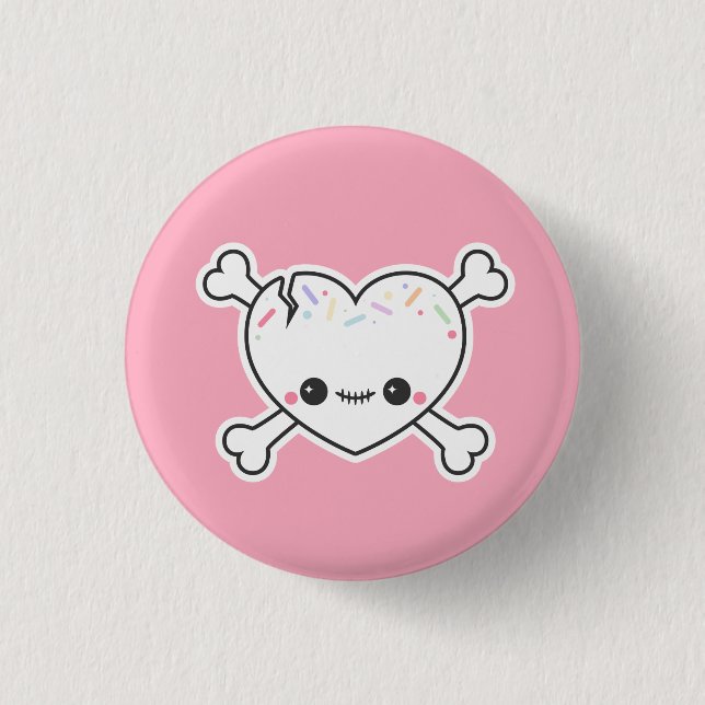 Pastel Pink Creepy Niedlich Hefe Skull Button (Vorderseite)