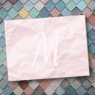 Pastel pink crumpled creased paper custom monogram post-it klebezettel
