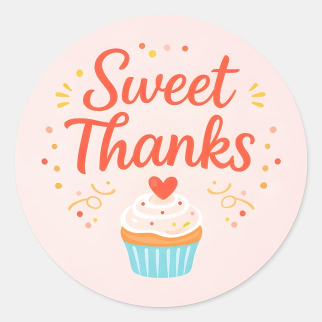 Pastel Pink Cupcake Baking Thank You Sticker (Vorderseite)