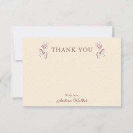 Pastel Pink Cute Carousel Girl Baby Shower Dankeskarte