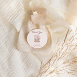 Pastel Pink Cute Carousel Girl Baby Shower Runder Aufkleber