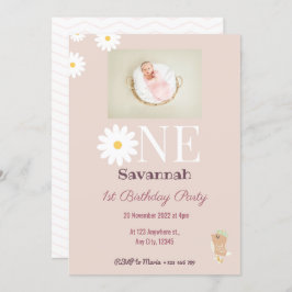 Pastel Pink Daisies zum Geburtstag Einladung