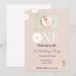 Pastel Pink Daisies zum Geburtstag Einladung