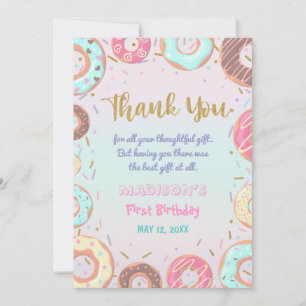 Pastel Pink Donut Geburtstag Donut Erwachsen Party Dankeskarte