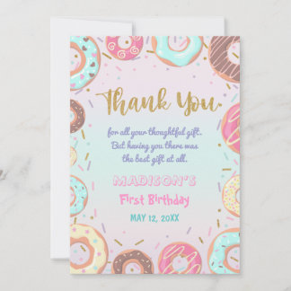 Pastel Pink Donut Geburtstag Donut Erwachsen Party Dankeskarte