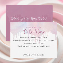 Pastel Pink Dripping Cake Care Instructions Dankeskarte