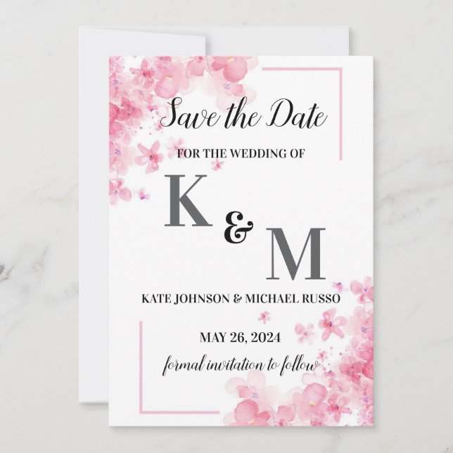 Pastel Pink Einfache Abstrakte Minimal Save The Date (Vorderseite)