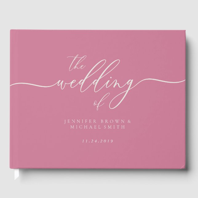 Pastel Pink Elegant Wedding Calligraphy Gästebuch (Vorderseite)