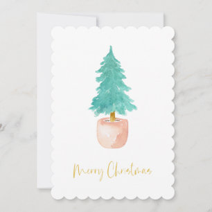 Pastel Pink Farmhouse Karo gepflasterter Weihnacht Feiertagskarte
