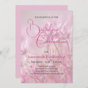 Pastel Pink Floral Hintergrund Geburtstagsparty Einladung
