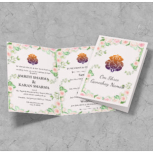 Pastel Pink Floral Indian Wedding Einladung
