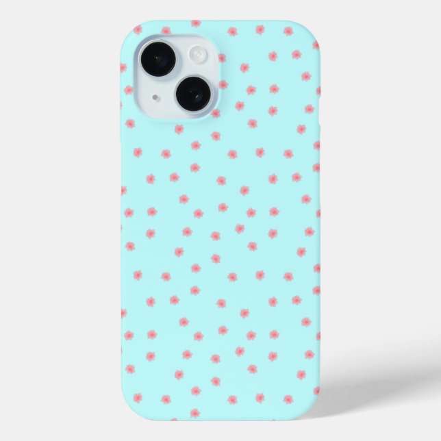 Pastel Pink Floral Pattern on Teal Background Case-Mate iPhone Hülle (Rückseite)
