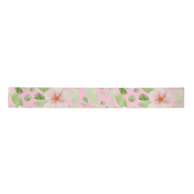 Pastel Pink Floral Pattern - Soft Blush Flowers  Satinband (Vorderseite)