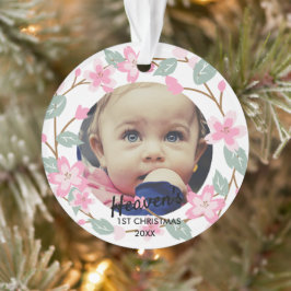 Pastel Pink Floral Wreath Baby Keepsake Ornament