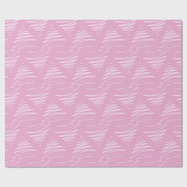 Pastel Pink Frohe Weihnachtsbaum Geschenkpapier (Flach)