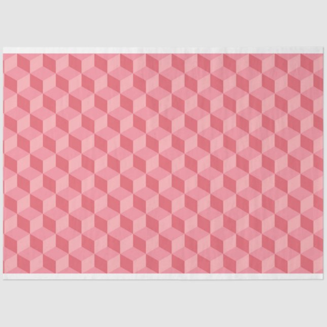PASTEL PINK GEOMETRIC CUBE PATTERN SEIDENPAPIER (Vorderseite)