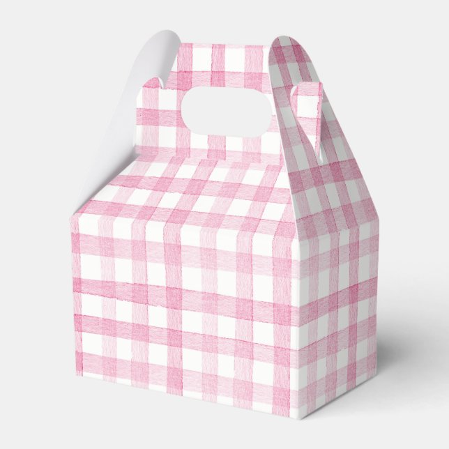 Pastel Pink Gingham Karo Kariert Geschenkschachtel (Vorderseite)
