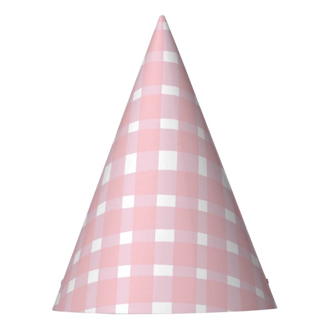 Pastel Pink Gingham Party Hat Partyhütchen (Vorderseite)
