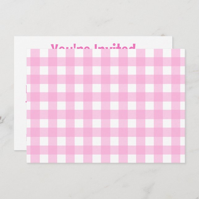 Pastel Pink Gingham Pattern Einladung (Vorne/Hinten)